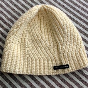 Rebecca Minkoff winter hat cream color black tag
